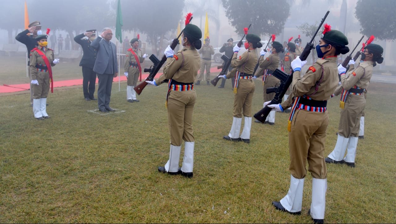 Guard of honor to Honorable Vice Chancellor by NCC cadets on the occasion of Republic Day